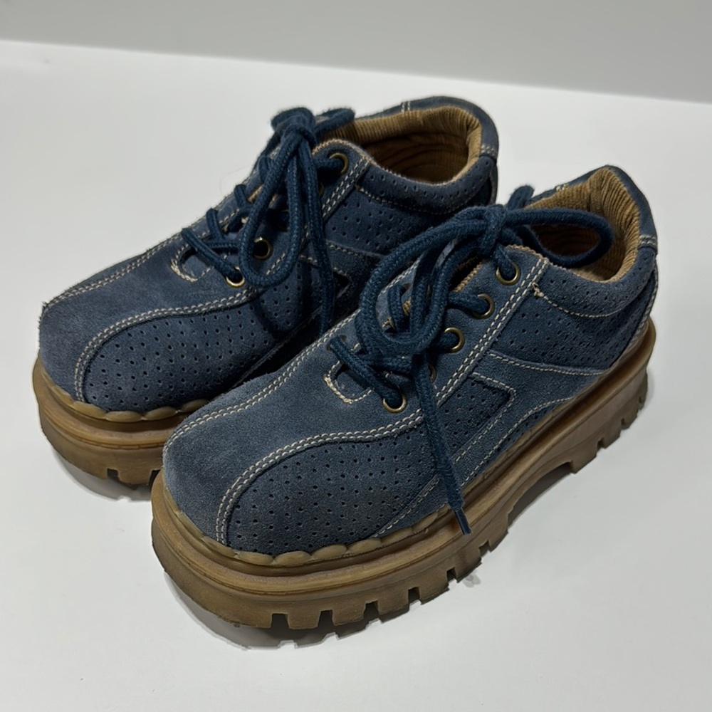Soda platform lace up shoes denim blue size 5.5